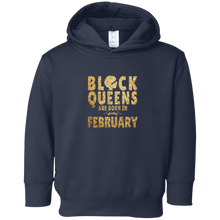 Flat Gold Print Black Queens February Born Tshirt